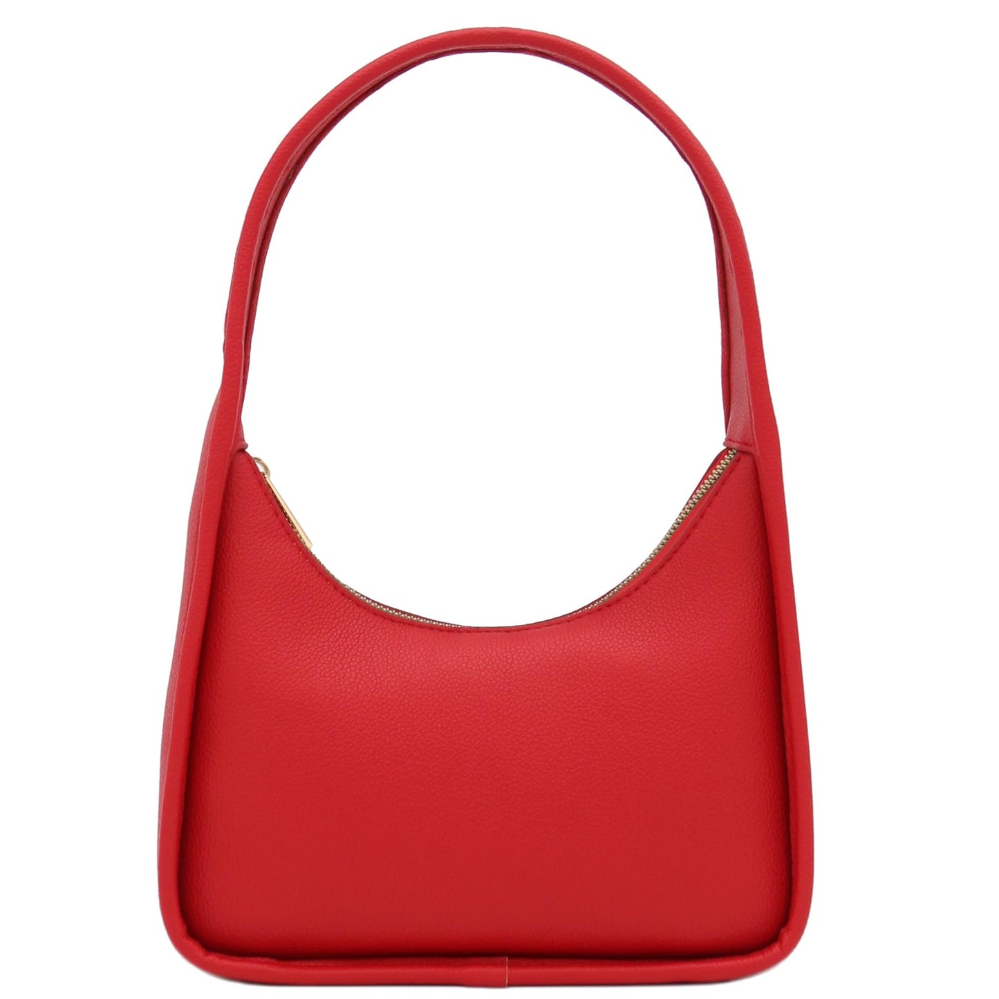 FashionPuzzle Small Minimalist Shoulder Bag for Women, Faux Leather Underarm Purse, Chic Top Handle Handbag for Everyday (Red)