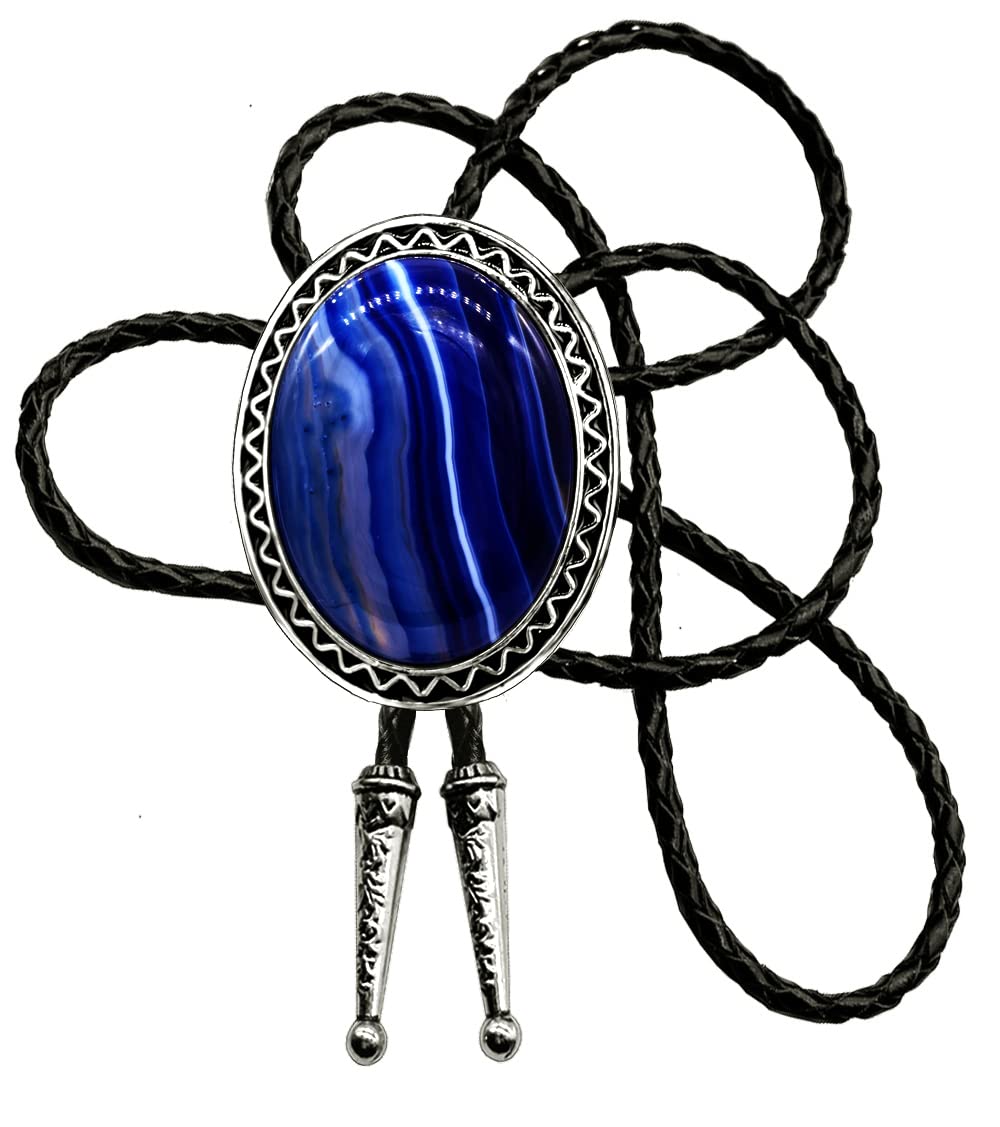 Moranse Bolo Tie with Natural Tiger Eye Stone Celtic Style Genuine and Cowhide Rope(Tiger Eyes 4 Style)