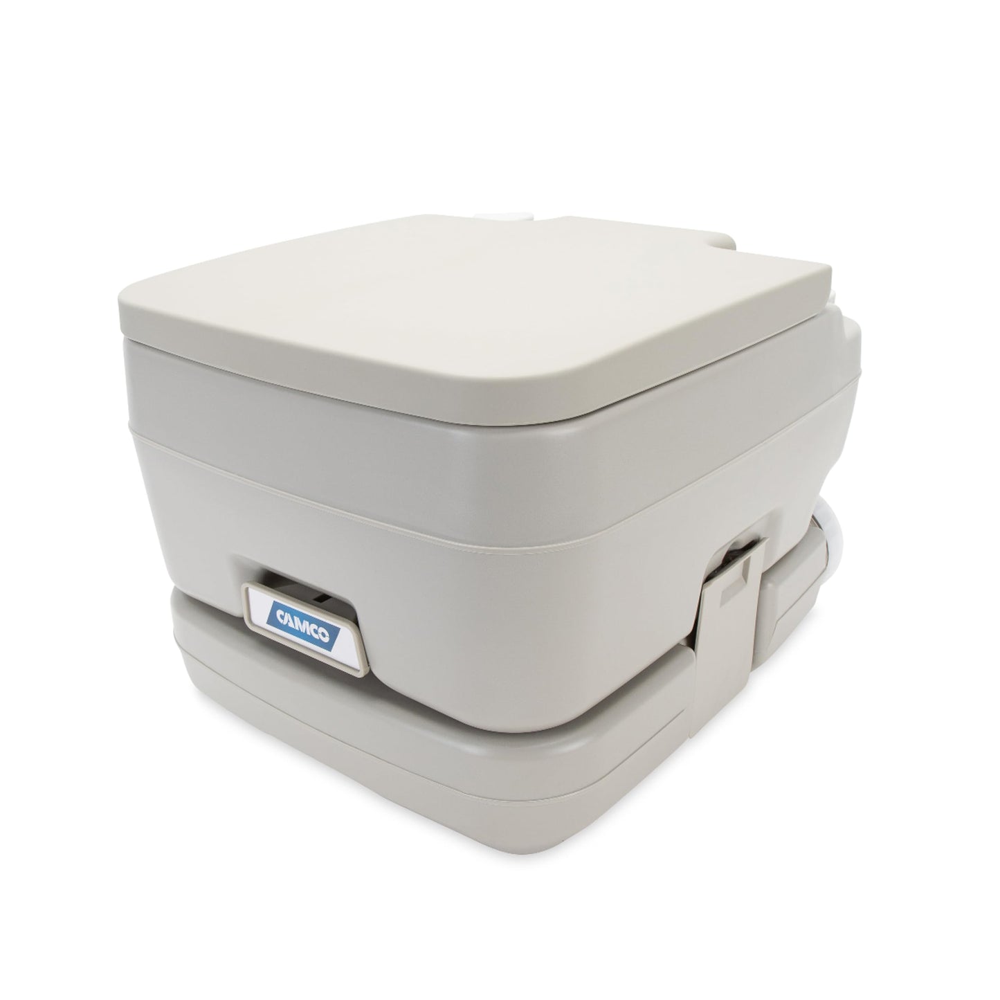 Camco 2.6-Gallon Portable Toilet - Features Detachable Holding Tank w/Sealing Slide Valve & Bellow-Type Flush - Easy Transport w/Compact Lightweight Design & Carry Handle - Gray (41531)