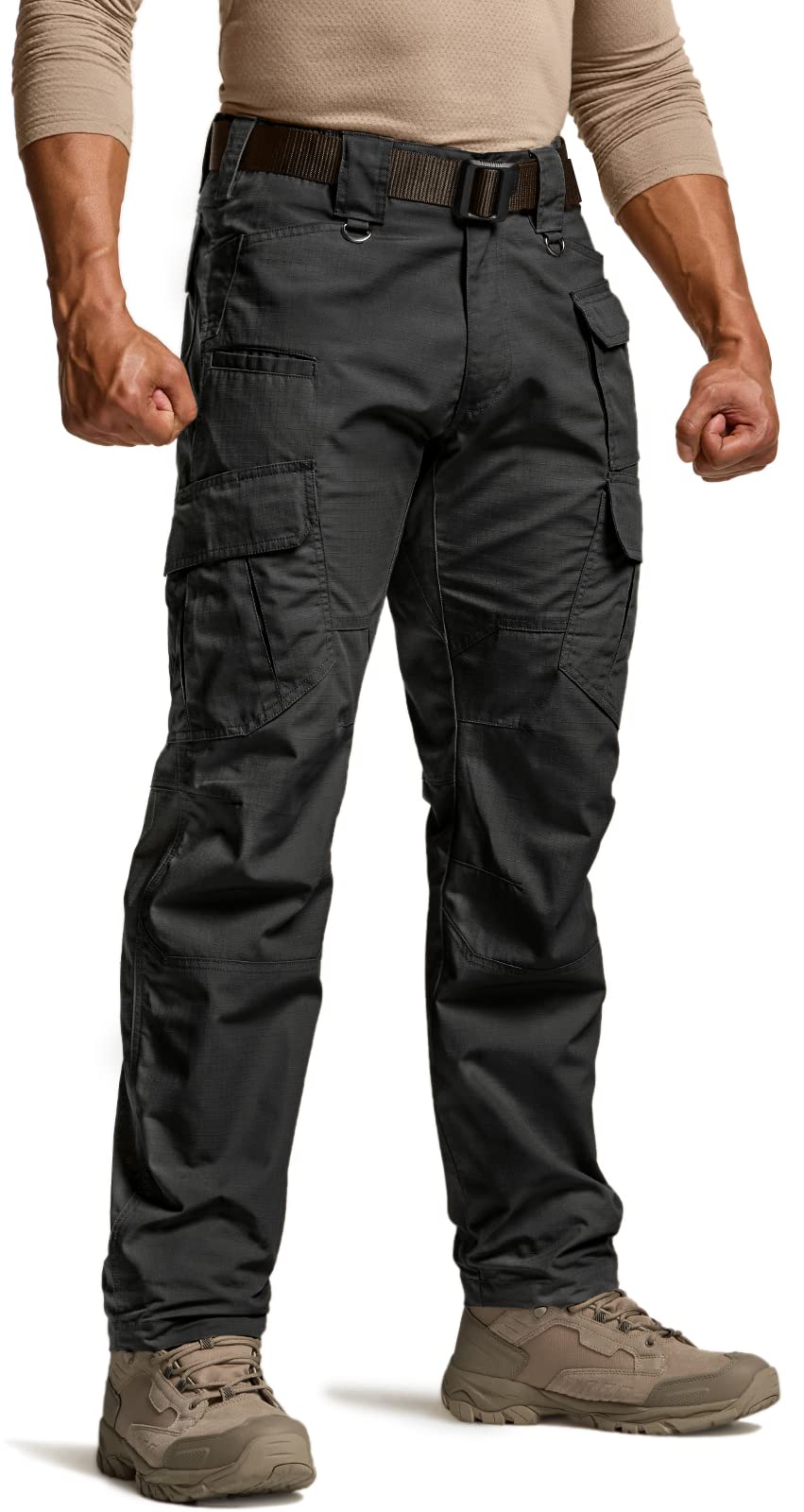CQR Men's Tactical Pants, Water Resistant Ripstop Cargo Pants, Lightweight EDC Work Hiking Pants, Outdoor Apparel, Duratex Mag Pocket Black, 40W x 32L