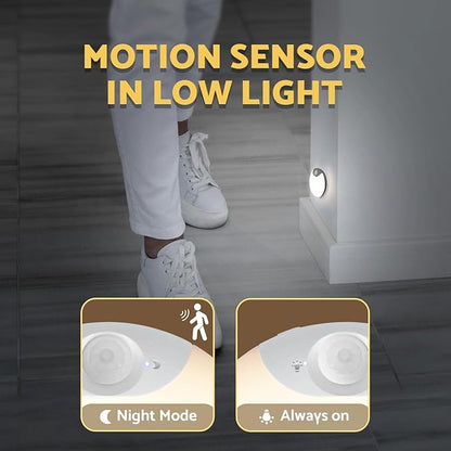 Rechargeable Night Light Motion Sensor Stair Lights Indoor Wireless, Battery Operated, Magnetic, Dimmable, for Stairway, Hall, Bathroom, 4-Pack