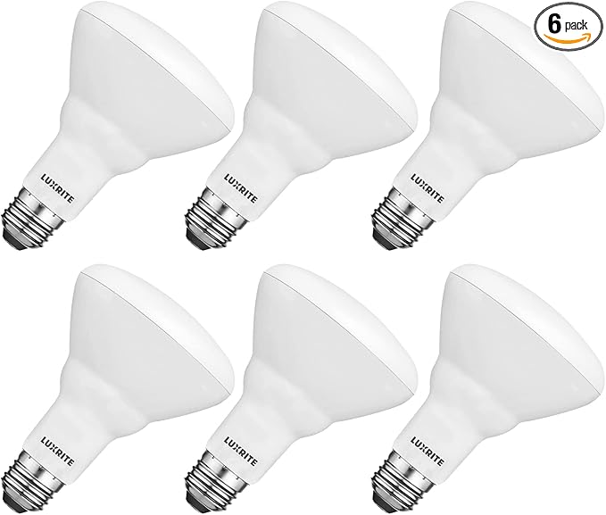 LUXRITE 6-Pack BR30 LED Bulb, 65W Equivalent, 3000K Soft White, Dimmable, 650 Lumens, LED Flood Light Bulbs, 8.5W, Energy Star, E26 Medium Base, Damp Rated, Indoor/Outdoor - Living Room and Kitchen