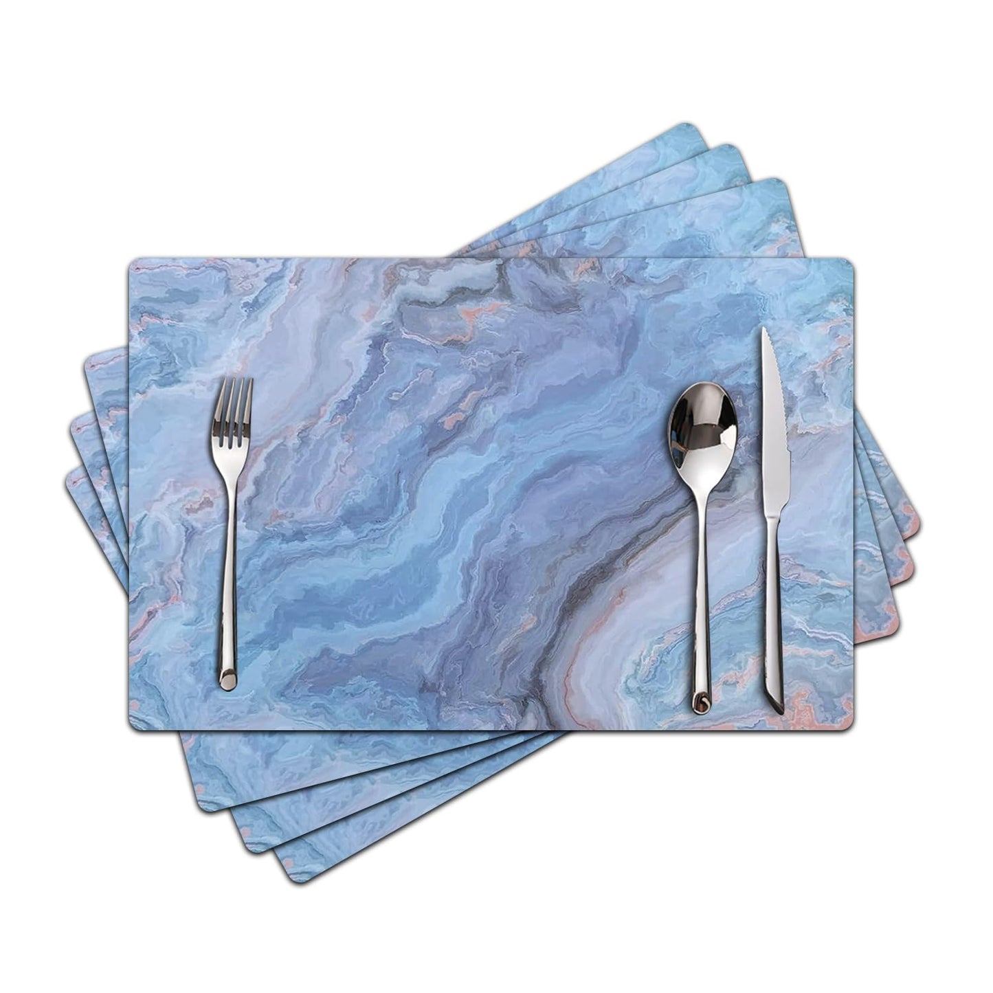 Marble Faux Leather Placemats Set of 4 - Heat Resistant Placemats for Dinner Table, Non-Slip Waterproof Oil-Proof Washable Reusable Placemat for Indoor Outdoor Kitchen Decor, 15.75In*11.81In