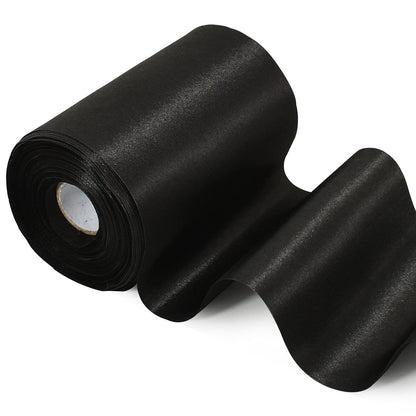 TONIFUL 4 Inch Wide Black Solid Satin Ribbon 22yd Fabric Large Ribbon for Cutting Ceremony Grand Opening Chair Sashes Table Hair Car Bows Floral Craft Gift Wrapping Wedding Halloween Party Decoration