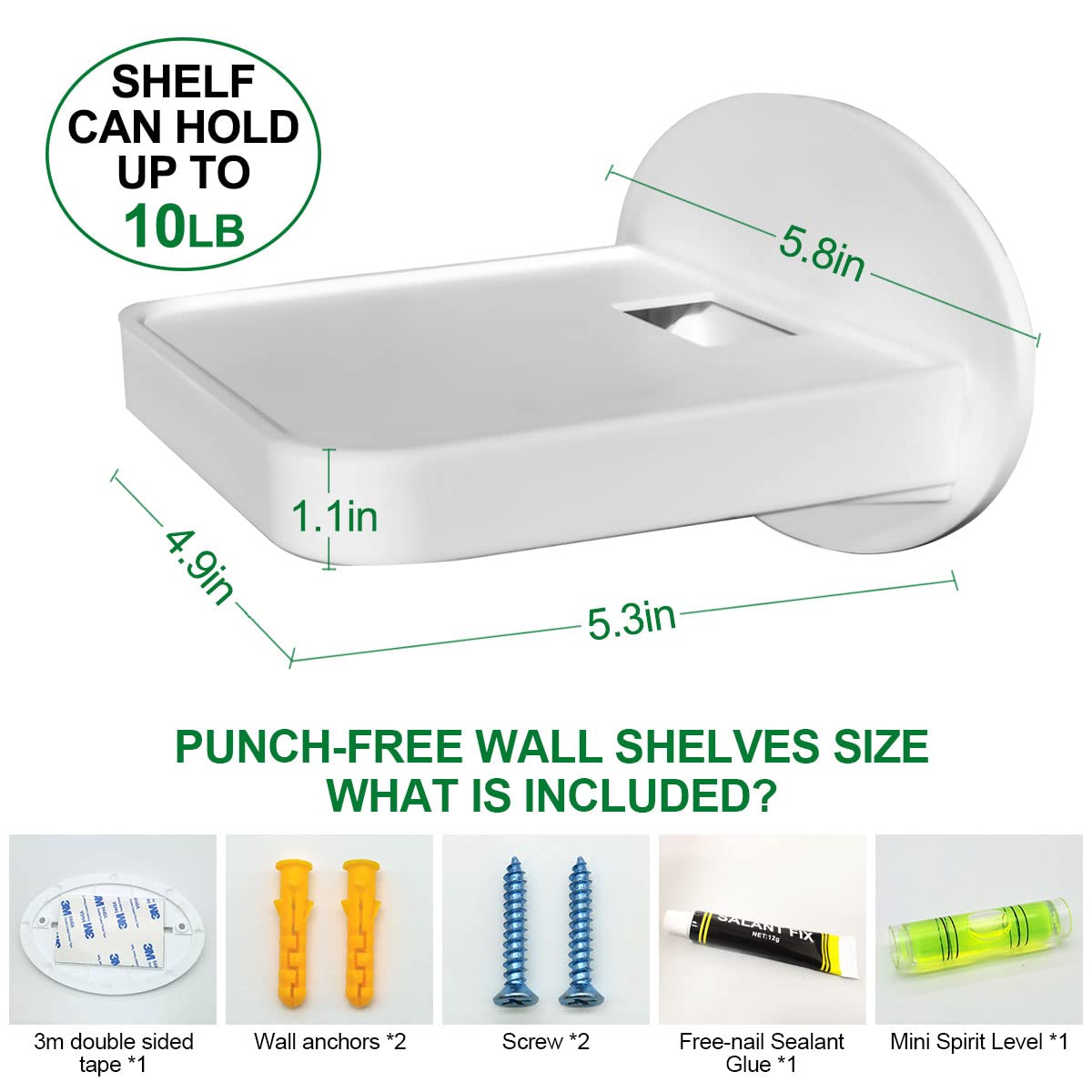 Outlet Shelf Holder Fit for Decorator Receptacle, Bathroom Decor Built-in Cable Management,Space Saving Homepod Mini,Google Home/Echo/Smart Speakers/Electric Toothbrush/Cell Phone (Decora)