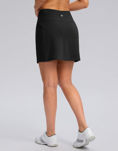 G Gradual Women's Golf Skirts Skort 4 Side Pockets High Waisted Stretchy Tennis Skirt with Short Athletic Casual (Black, M)
