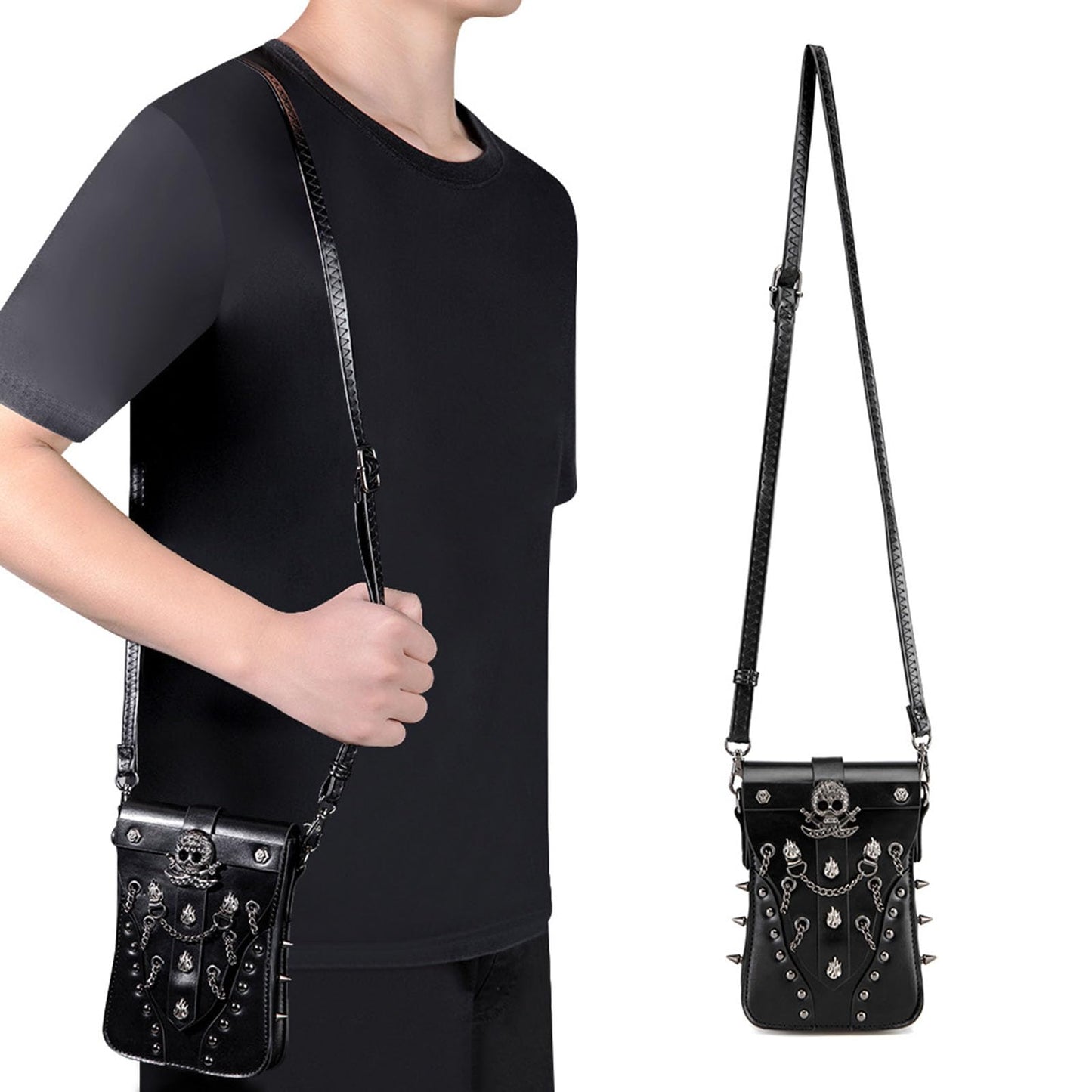 KOTORA Cute Gothic Steampunk Crossbody Bag Retro Small Shoulder Purse Phone Holder Renaissance Halloween Costume Accessory