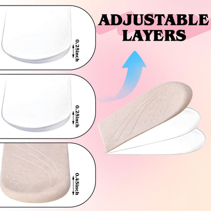 Cuffbow 4 Pairs 3 Layers Medial Lateral Heel Wedge Insoles Corrective Adhesive Shoe Inserts Wedge Inserts Adjustable Supination Overpronation Insoles for Foot Knock Knee Pain Bow Legs Osteoarthritis