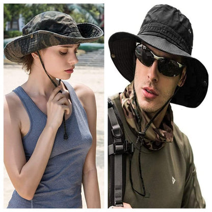 Sun Hats for Men Women Bucket Hat UPF 50+ Boonie Hat Foldable UV Protection Hiking Beach Fishing Summer Safari(1pack-Green Camo)