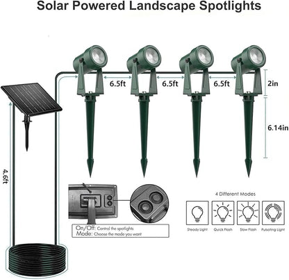 ZYAN Solar Powered Landscape Spotlights, Green Cord Solar Spot Lights Outdoor Auto On/Off, Waterproof Landscape Lighting for Yard, Garden, Lawn, Plant, Tree, Wall, Fence (Warm-White, 4 Pack) (8 Pack)