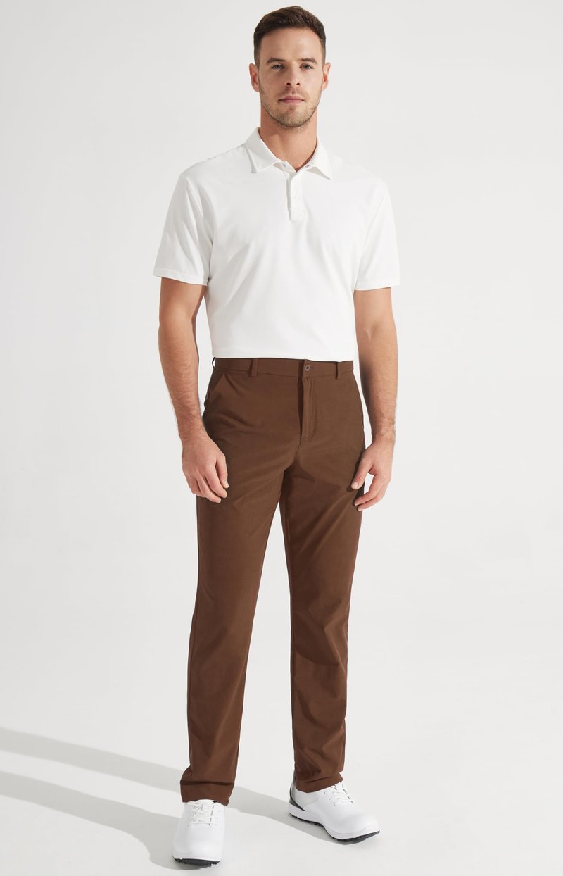 Libin Men's Pants 30" Comfy Business Casual Golf Pants Quick Dry Lightweight Fashion Outfits for Men Travel Vocation Dress Work Water Resistant, Light Coffee, 33W x 30L