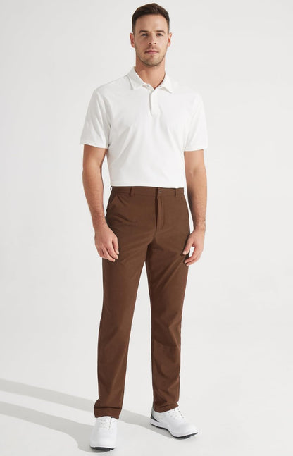 Libin Men's Golf Pants 30" Comfy Business Casual Pants Quick Dry Lightweight Fashion Outfits for Men Travel Vocation Dress Work, Light Coffee, 35W x 30L