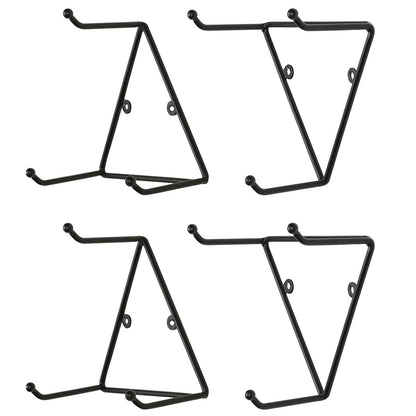 MyGift Matte Black Metal Triangular Coffee Mug Holder Wall Mount Display Rack Mug Organizer with 3 Hooks, Set of 4