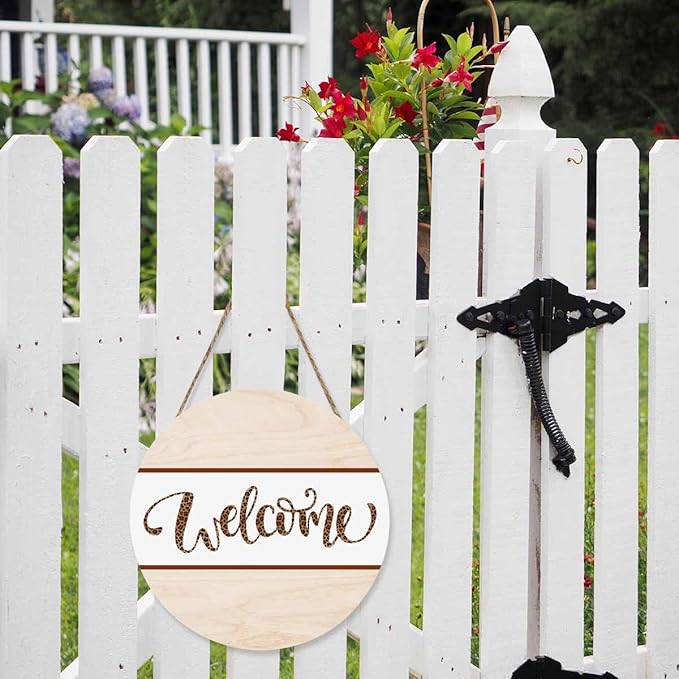 Welcome Wreath Sign Leopard Print 12 Inch Farmhouse Front Porch Decor Door Hanging Hanging Door Wall Sign