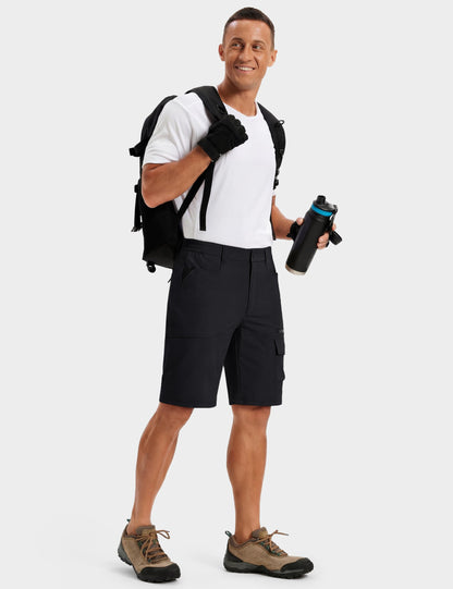 TACVASEN Mens 10" Hiking Cargo Shorts Golf Casual Lightweight Quick Dry Summer Dress Fishing Travel Shorts with Zipper Pockets Black 40