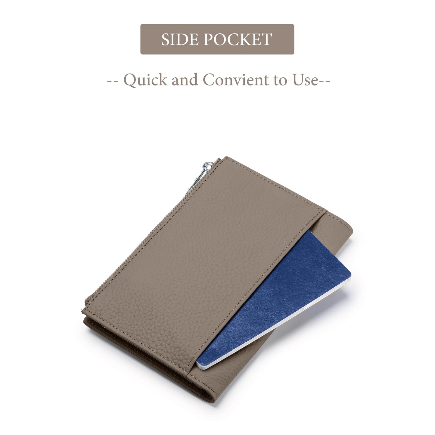 Leather Passport Holder for Travel Women, RFID Passport Wallets, Compact Travel Wallet with Zippered Coins Pocket and SIM Slots, Ladies Passport Cover