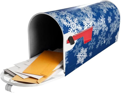 DADABULIU Mailbox Covers Snowflake Blue Winter Christmas Magnetic Letter Post Box Cover Standard Size 25.5 x 21 Inch Garden Yard Home Decorative