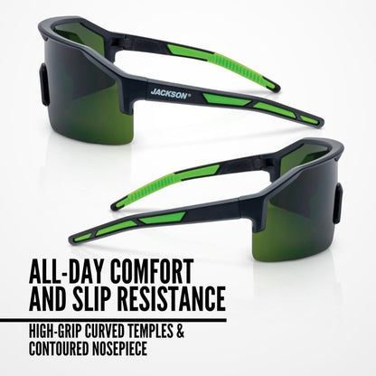 Jackson Safety Maxview+ Ballistic-Rated Safety Glasses - ANSI Z87.1 Wraparound Anti-Scratch Eye Protection for Men & Women - Black Frame with Shade 5 IR Lens - Pack of 1