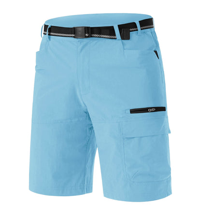TACVASEN Mens 10" Hiking Shorts Golf Outdoor Lightweight Quick Dry Summer Casual Dress Fishing Shorts with Zipper Pockets Sky Blue 36