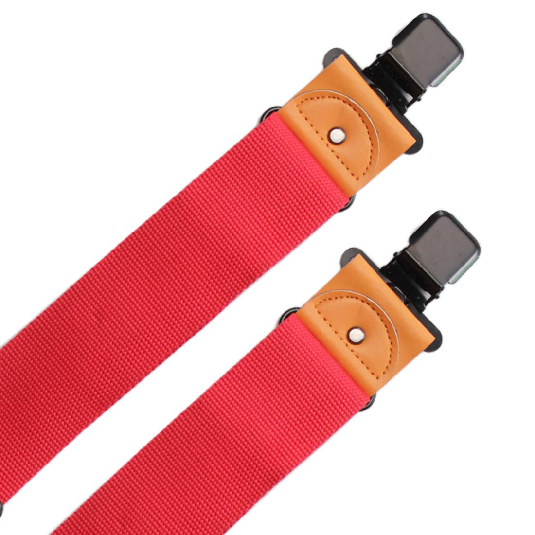 MELOTOUGH Men's Industrial Strength Suspenders Partial Elastic Tradesperson's Suspenders 2 inch Wide Tool Belt Suspenders (Red)