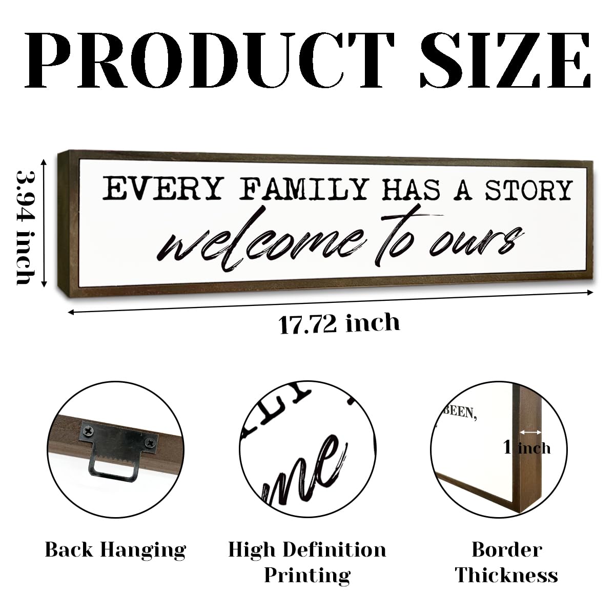 Welcome Home Decor, Every Family Has A Story Welcome to Ours Sign, Family Wood Sign, Home Decor for Front Door, Living Room Decors Above Sofa, Housewarming Gift 17.8x4x1.18 inches