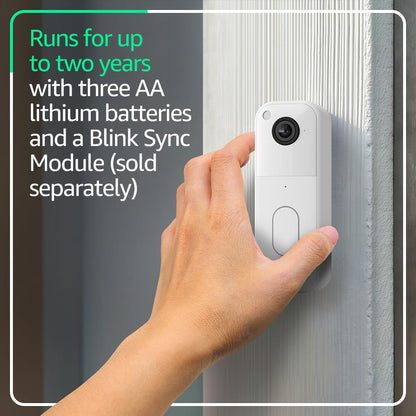 Blink Video Doorbell (newest model) – Head-to-toe HD view, two-year battery life, and simple setup. Required Sync Module not included – Add-On (Black)