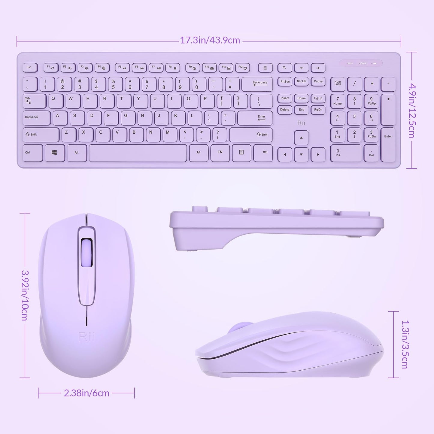 Wireless Keyboard and Mouse Combo - Rii Standard Office PC Keyboard and Optical Wireless Mice (Black)