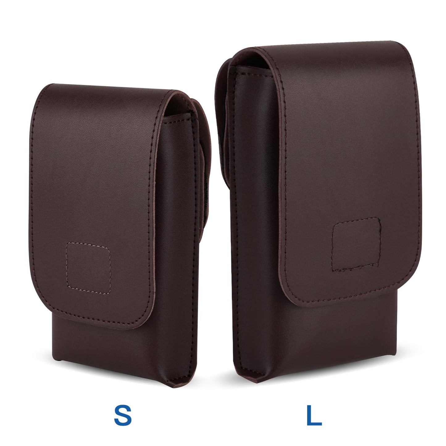 CaSZLUTION Phone Pouch for Cosplay - Ultra Fiber PU Leather Phone Holster Case with Belt Loop Keeper, Costume Accessory for Halloween, Conventions & Roleplay (Brown - L)