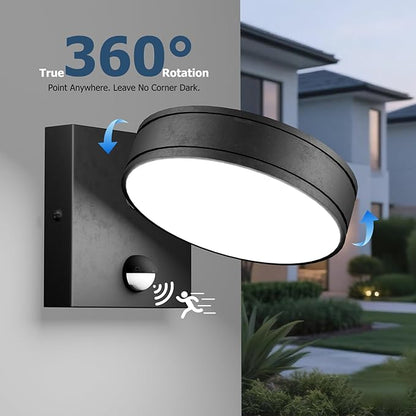 2025 NEW Motion Sensor Outdoor Lights 360° Adjustable Aluminum Outdoor Wall Sconce,1500LM LED Porch Light,Exterior Lighting fixtures Waterproof 3000K/4000K/5000K Front Porch Light for Garage Enterway