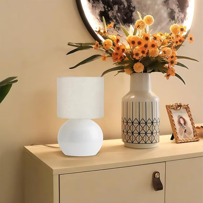 Small Table Lamp for Bedroom,Bedside Nightstand Lamp for Living Room,Minimalist Bedside Light lamp Set of 2, 10.4 Inch Desk Light for Bedroom, Living Room,Including Light Bulb（White）