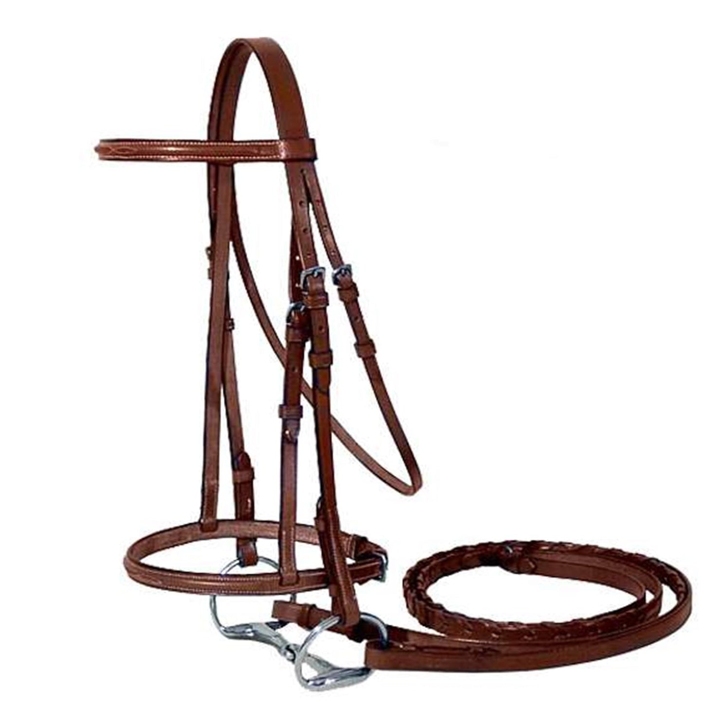Paris Tack Everyday Raised Fancy Stitched Leather English Schooling Bridle with Laced Reins