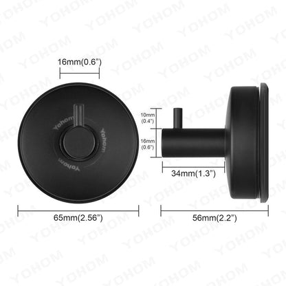 YOHOM Suction Cup Hooks Shower Towel Holder Stainless Steel Vacuum Bathroom Shower Hook Suction Towel Rack Kitchen Organizer for Bathrobe Loofah Matte Black 2Pcs