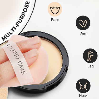 6 Pcs Triangle Powder Puff with 2 Travel Cases, Setting Powder Puffs for Face, Velour Makeup Puff for Loose Powder Body Powder, Blender Sponge Foundation Blending Sponges Beauty Tools