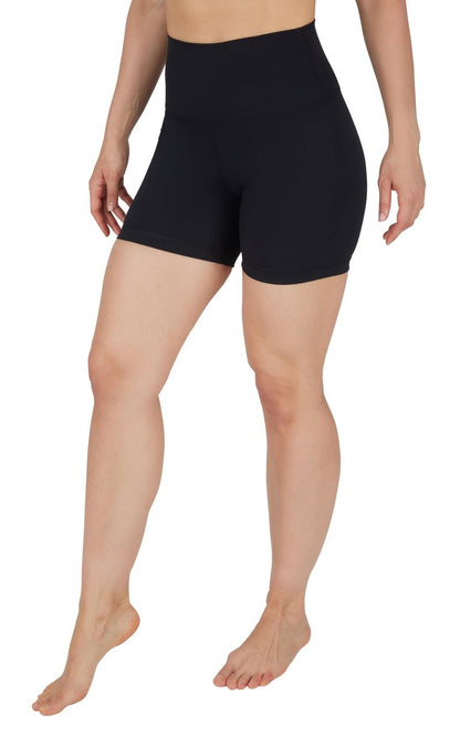 Yogalicious Womens High Waisted Biker Shorts Squat Proof Workout Yoga Short 5”, 7” 2 Pack - Purplehebe/Black 5" - Large