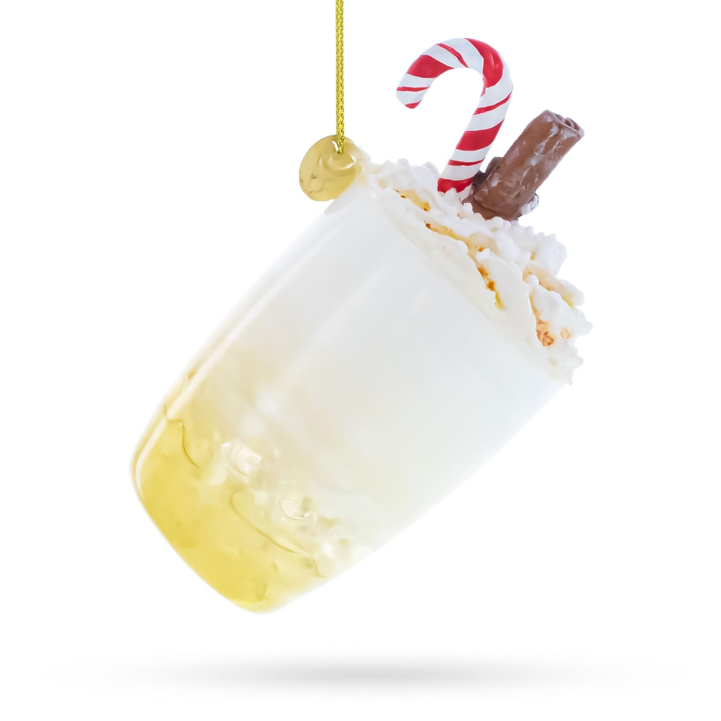 Whipped Cream Holiday Spirit Cocktail with Candy Cane Blown Glass Ornament