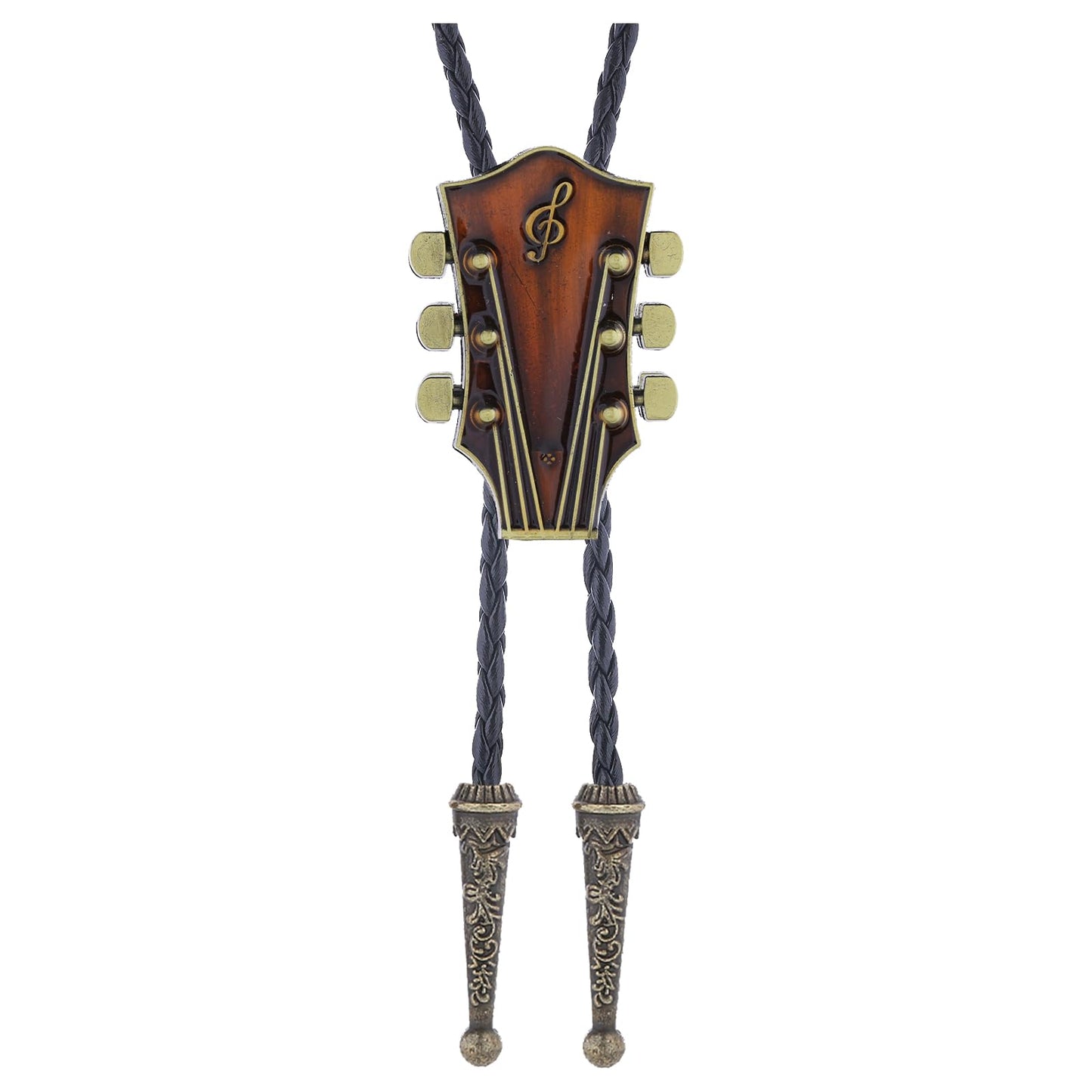 HUABOLA CALYN Bolo Tie for Men, Guitar Cowboy Rodeo Western Bolo Tie Leather Necktie Necklace Costume Accessorie for Women (Orange Bolo Tie)