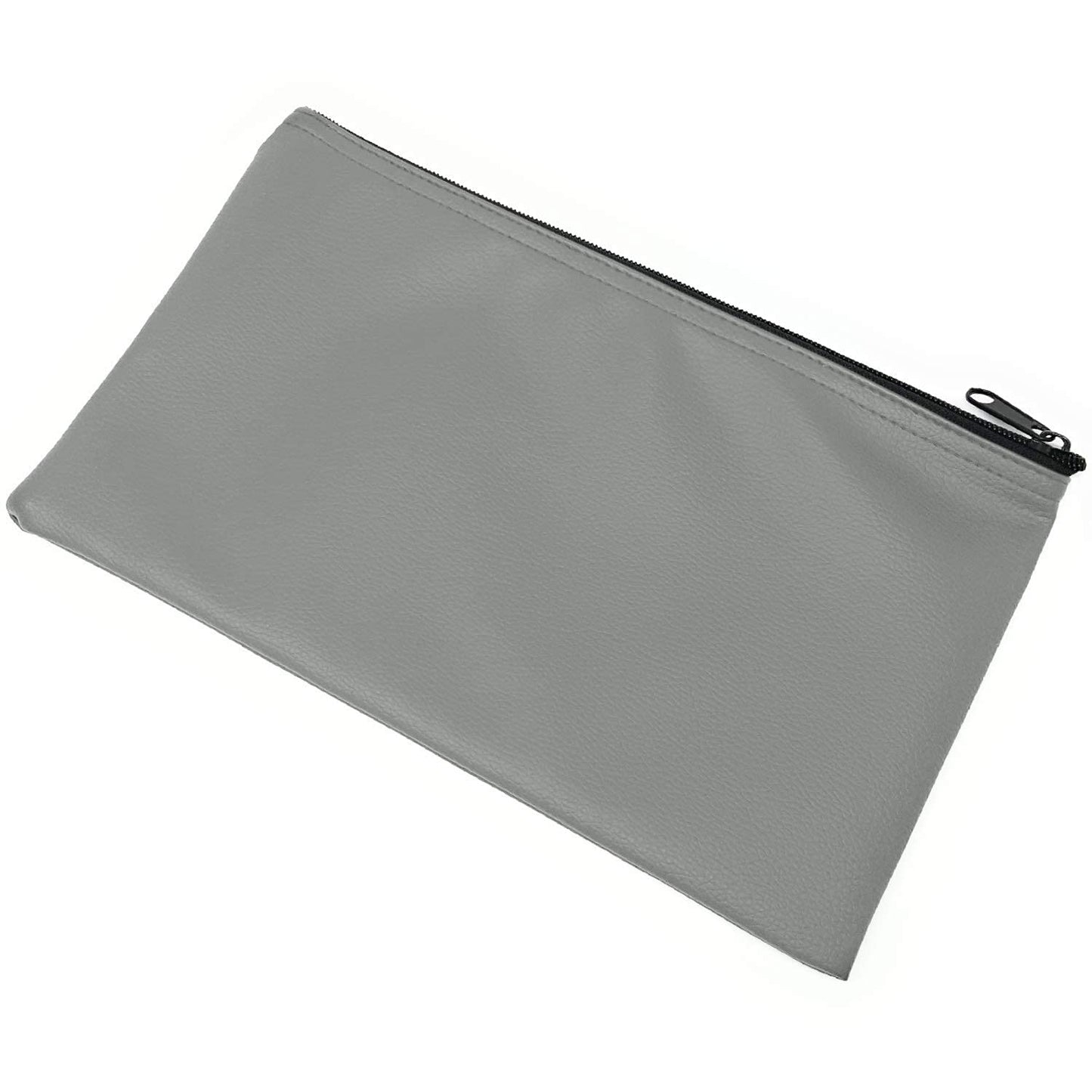 Money Bank Deposit Bag with Zipper | 11x6 inch | Grey | Durable Leatherette Money Cash Coin Check Wallet Pouch for Men & Women with Framed ID Window and Blank Card | by GIDABRAND (7)
