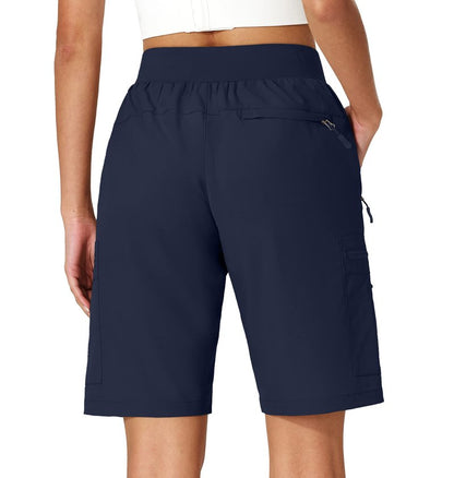 Ksmien Women's Hiking Cargo Shorts Quick Dry Lightweight Summer Shorts with Zipper Pockets for Travel Golf Camping Navy