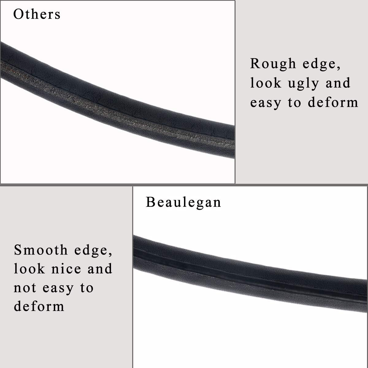 BEAULEGAN Purse Leather Handles Replacement 2 Pcs for Handbag, 23.6 Inch, Black Silver
