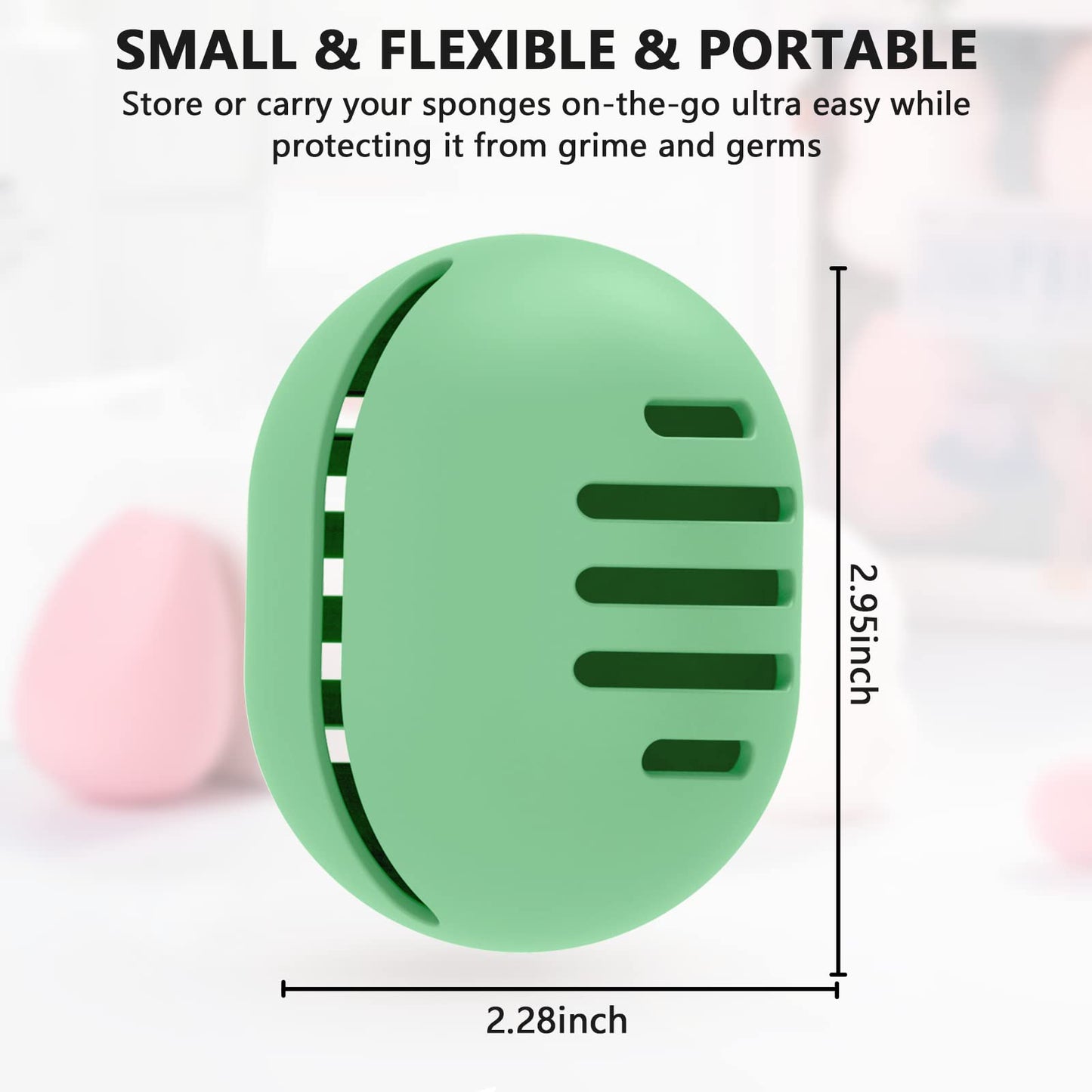 2 Pcs Makeup Sponge Holder,Double-Sided Breathable Silicone Beauty Blender Holder for Travel or Daily,Shatterproof Make-up Travel Case Quick Drying Easy to Carry,Grey+Pink