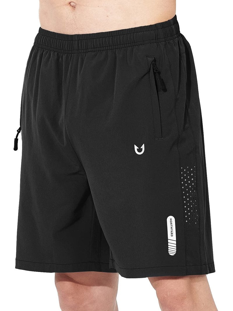 NORTHYARD Men's Athletic Running Shorts Gym Workout 7"/9"/5" Quick Dry Lightweight Sports Basketball Tennis 3 Zipper Pockets Black M