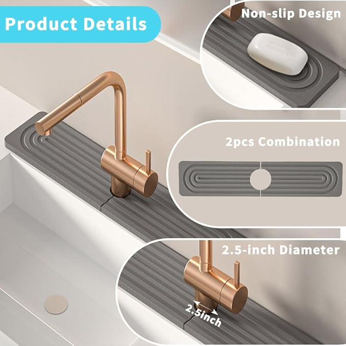 Diatomite kitchen sink splash guard behind faucet