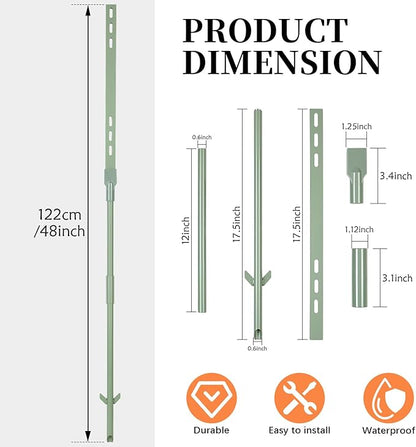 48 inches Yard Sign Stakes, 2 Pcs Metal Stakes, Green Yard Sign Holder, Sturdy Rustproof Signs Posts, for Outdoor Lawn Garden Parking Garage, Fits 10x14 Inch Signs (Not Included)