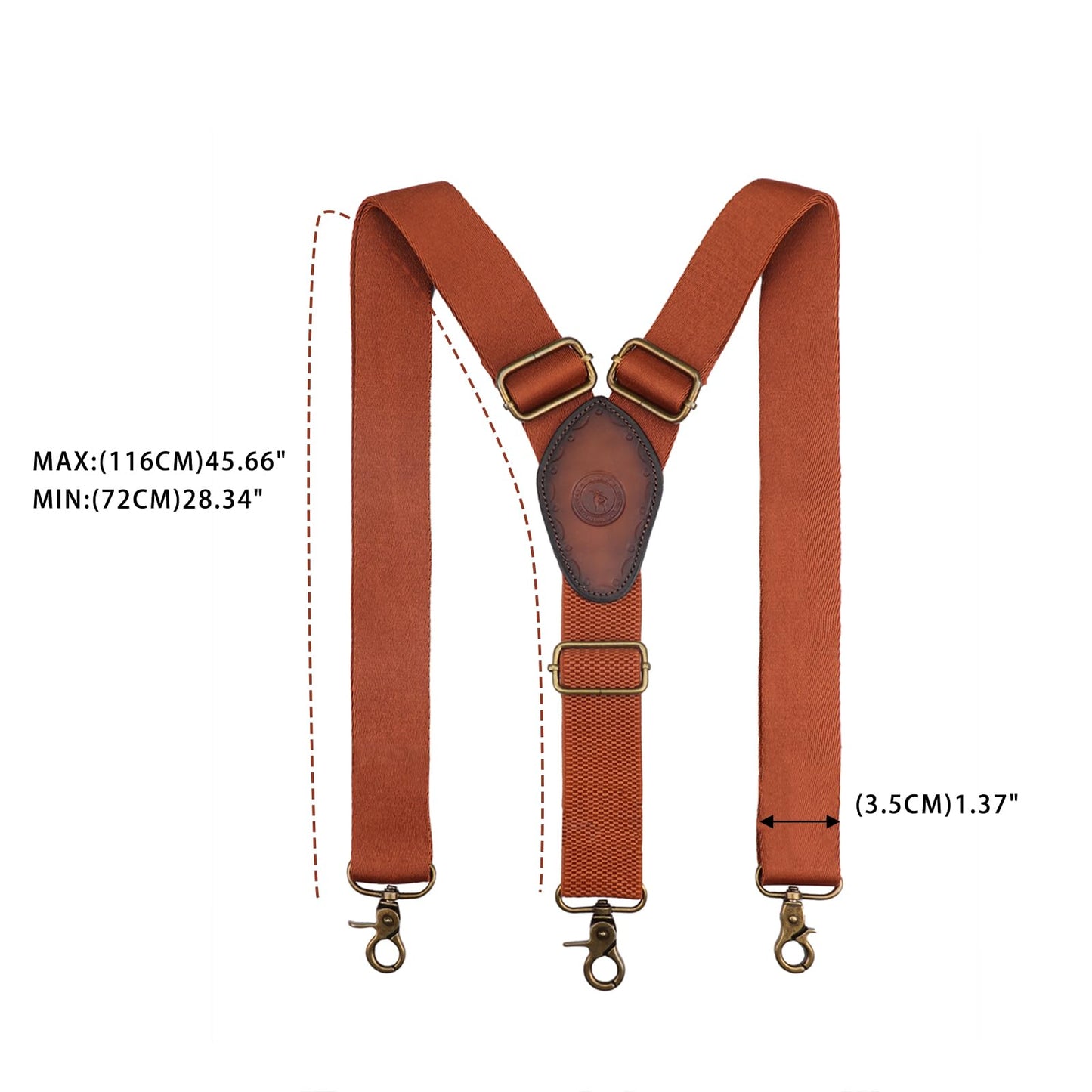 Tourbon Men's Y Back Suspenders - 1.4 Inch Elastic Adjustable Straps with 3 Metal Snap Hooks, Heavy Duty Western Braces for Jeans, Pants & Formal Wear