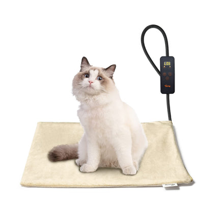 Toozey Small Pet Heating Pad, 6 Adjustable Temperature Dog Cat Heating Pad with Timer, Waterproof Heated Cat Bed with Chew Resistant Cord, Indoor Electric Pet Heated Mat 18x16in
