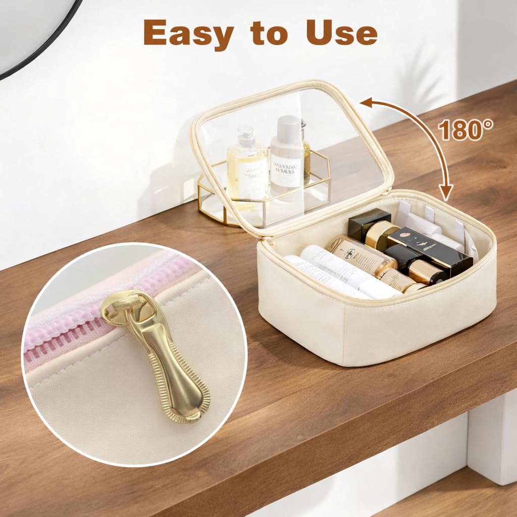 Cozomga Clear Makeup Bags with Zipper, TSA Approved Travel Toiletry Bag,Clear Cosmetic Bag, Waterproof Make Up Bag for Women