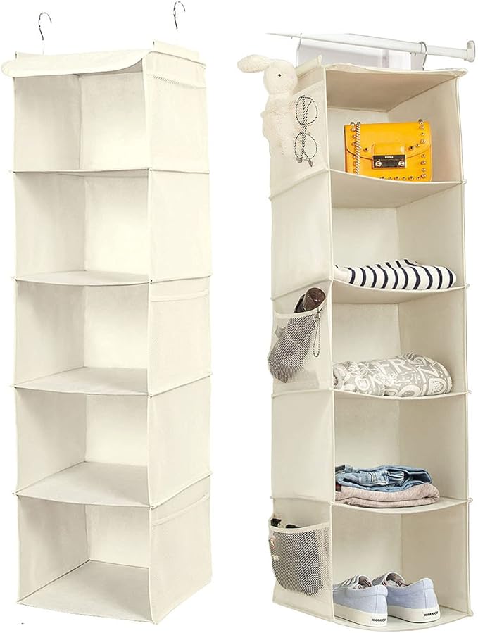 5 Shelves Hanging Closet Organizer, 2 Pack Hanging Storage