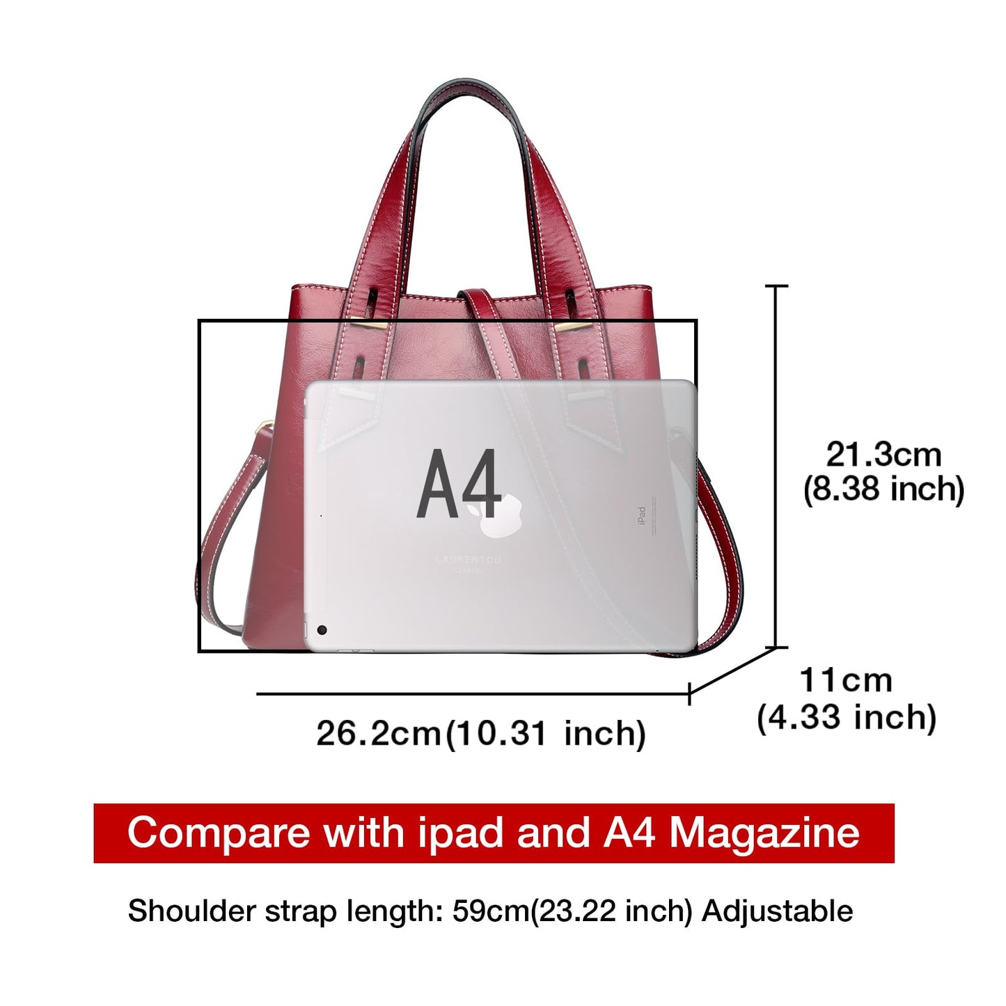 LAORENTOU Women Crossbody Handbags Genuine Leather Satchel Handbags for Women Top-handle Shoulder Tote Purses