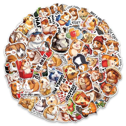 Guinea Pig Stickers 50 Pieces Vinyl Waterproof Decal for Laptop Water Bottle Phone Car Window Bike Motorcycle Stakeboard Scrapbook Guinea Pigs Sticker Gifts for Kid Teen Adult