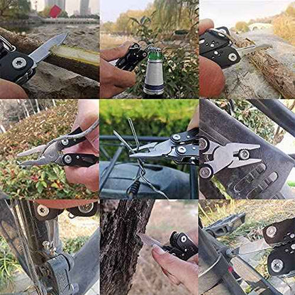 MINI Multitool Pliers, Birthday Christmas Gifts for Men Boyfriend Dad Husband Women, Pocket Knife 14-In-1, Rugged and Practical Portable Computer and Bike Gadgets, Black Camping and Survival Tools